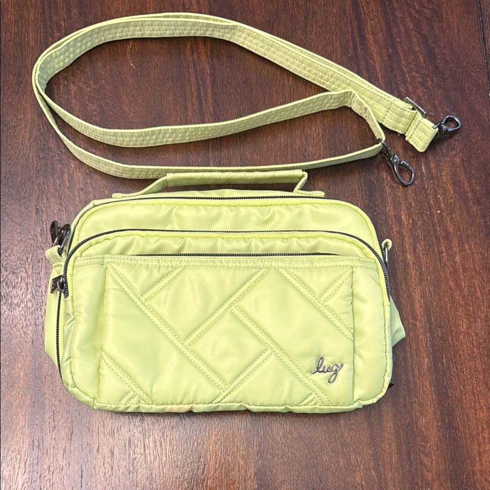 Lug Quilted Crossbody Bag in Lime Green